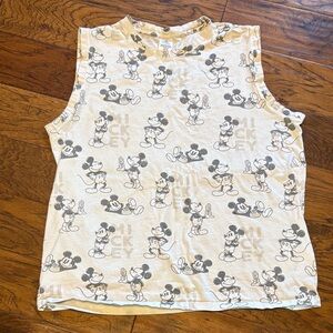 Disney Mickey Mouse Print Men’s Sleeveless Tank Top - Cream/ Off-white